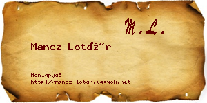 Mancz Lotár névjegykártya